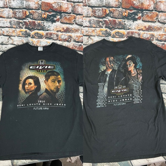 Demi Lavato & Nick Jonas 2016 Honda Civic Tour “Future Now” T‎ Shirt Size L